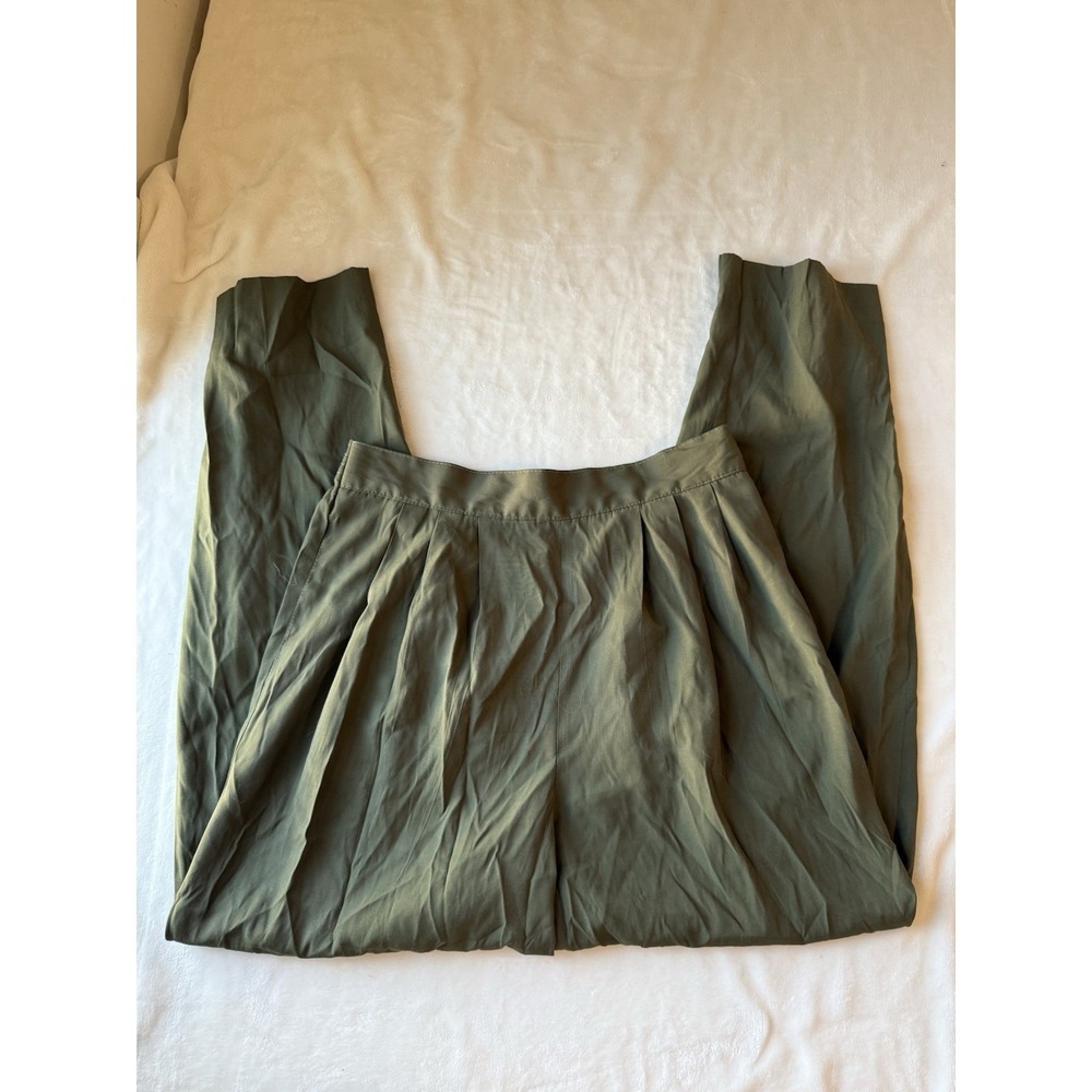 Alfred Dunner Women's Green Pleated Dress Balloon Pants Elastic‎ Waist Size 12